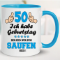 Preview: Tasse Geburtstag zum Saufen hier 50. Hellblau