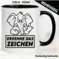 Preview: Lustige Tasse mit Elefant und Fick dich Fuck you Mittelfinger bedruckt. Comic.