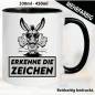 Preview: Lustige Tasse mit Esel und Fick dich Fuck you Mittelfinger bedruckt. Comic.