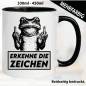 Preview: Lustige Tasse mit Frosch und Fick dich Fuck you Mittelfinger bedruckt. Comic.