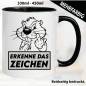 Preview: Lustige Tasse mit Biber und Fick dich Fuck you Mittelfinger bedruckt. Comic.
