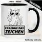 Preview: Lustige Tasse mit Katze und Fick dich Fuck you Mittelfinger bedruckt. Comic.