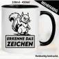 Preview: Lustige Tasse mit Biber und Fick dich Fuck you Mittelfinger bedruckt. Comic.