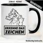 Preview: Lustige Tasse mit Krokodil und Fick dich Fuck you Mittelfinger bedruckt. Comic.