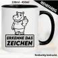 Preview: Lustige Tasse mit Nilpferd und Fick dich Fuck you Mittelfinger bedruckt. Comic.