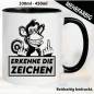 Preview: Lustige Tasse mit Schimpanse und Fick dich Fuck you Mittelfinger bedruckt. Comic.