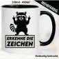 Preview: Lustige Tasse mit Waschbär und Fick dich Fuck you Mittelfinger bedruckt. Comic.
