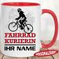 Preview: Fahrradkurierin personalisiert mit Name Rot