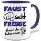 Preview: Dunkelblaue Sprüche Tasse Männer Faust sucht Fresse
