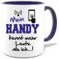 Preview: Dunkelblaue Sprüche Tasse Männer Mein Handy kennt Menschen