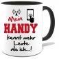 Preview: Schwarze Sprüche Tasse Männer Mein Handy kennt Menschen