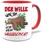 Preview: Faultier Tasse Der Wille war da Rot