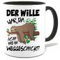 Preview: Faultier Tasse Der Wille war da Schwarz