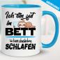 Preview: Tasse Faultier Gut im Bett Hellblau