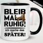 Preview: Tasse Faultier Ruhig bleiben Schwarz