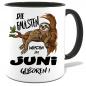 Preview: Tasse Faultier geboren Monat Schwarz