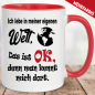 Preview: Sprüche Tasse für Frauen mit Motiv Eigene Welt.