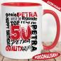 Preview: Tasse zum 50. Geburtstag Retro Stil Rot