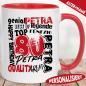 Preview: Tasse zum 80. Geburtstag Retro Stil Rot