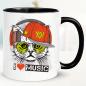 Preview: Tasse bedruckt mit Katze. I Love Music.
