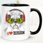 Preview: Tasse bedruckt mit Pittbull. I Love Music.