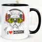 Preview: Tasse bedruckt mit Pittbull. I Love Music.