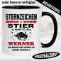 Preview: Stier Tasse zum Geburtstag personalisiert