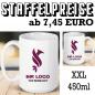 Preview: Werbung Weiße Tasse XXL Jumbo mit Logo und Text