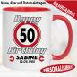 Preview: Geburtstagstasse-Verkehrsschild Alter Name Datum