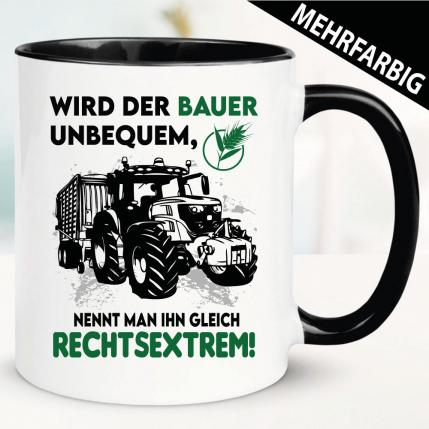 Unbequem und Rechtsextrem. Tasse zu den Bauern Protesten.