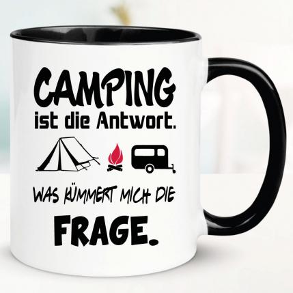 Lustige Sprüche Tasse für Camper Camping ist die Antwort