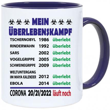 Corona Tasse in 8 Farben * Überlebenskampf