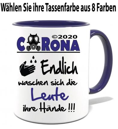 Corona Tasse Schwarz Hände waschen