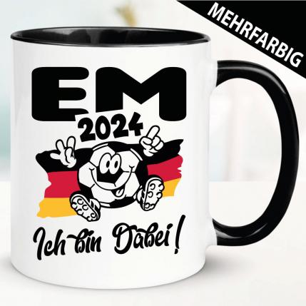 Lustige Tasse Deutschland zur EM 2024. Ich bin dabei.