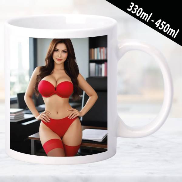 Erotische Tasse mit detailreichen Frauenmotiv