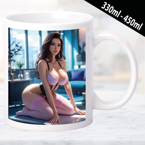 Erotische Tasse mit stilbewussten Frauenmotiv