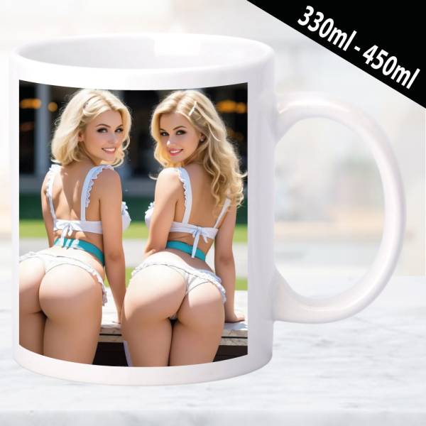 Erotische Tasse mit stilvoll illustrierten Frauenmotiv