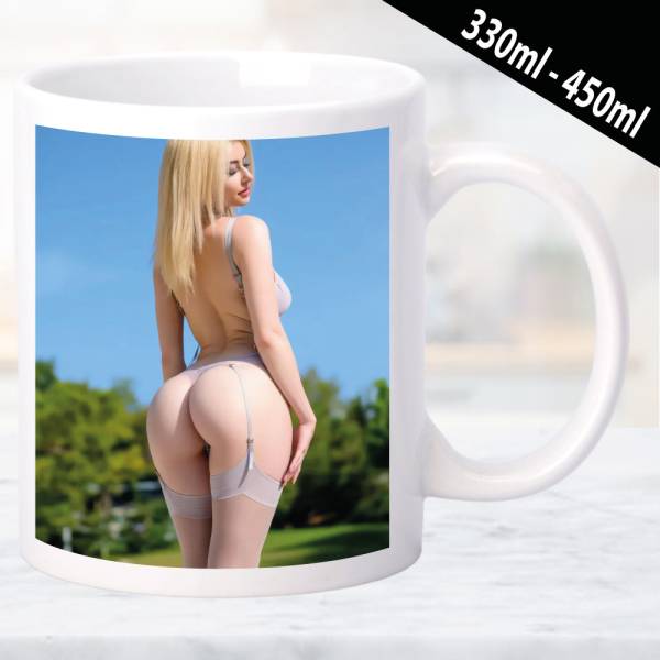 Erotische Tasse mit femininem Design und Frauenmotiv