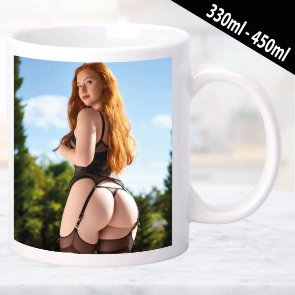 Erotische Tasse mit dekorativem Design und Frauenmotiv
