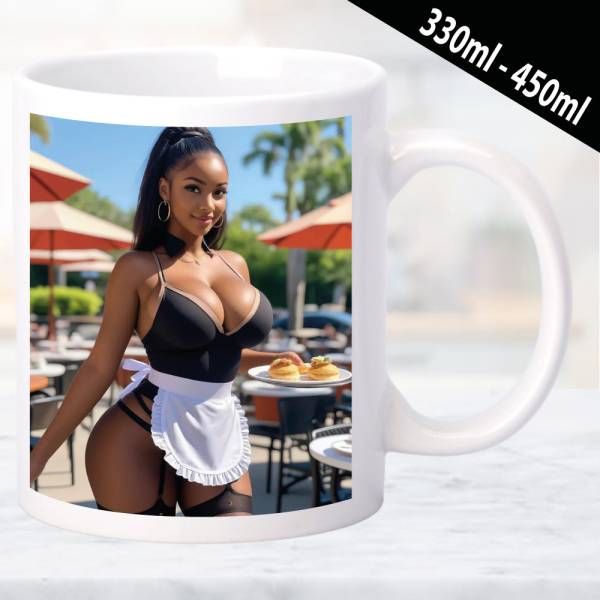 Erotische Tasse mit ästhetisch ansprechendem Design und Frauenmotiv