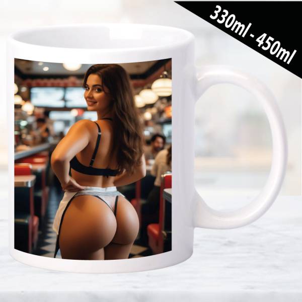 Erotische Tasse mit eleganten Frauenmotiv