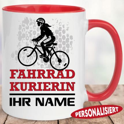 Fahrradkurierin personalisiert mit Name Rot