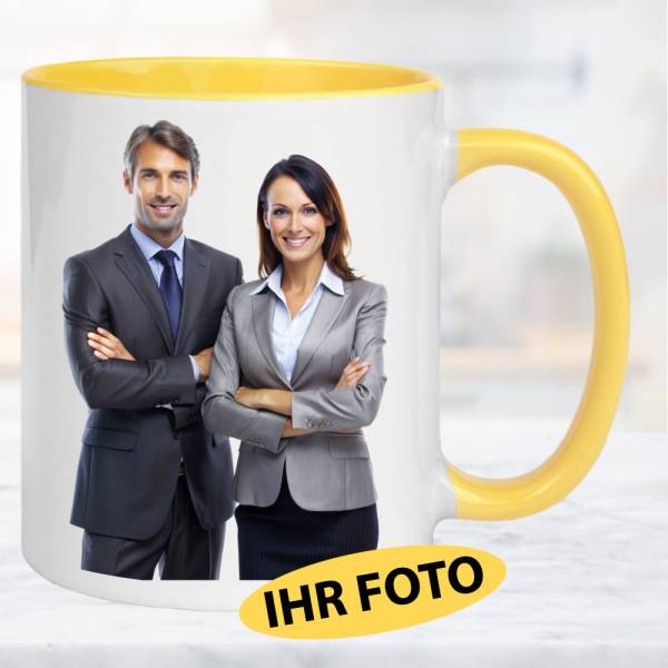 Fototasse Henkelbecher Gelb