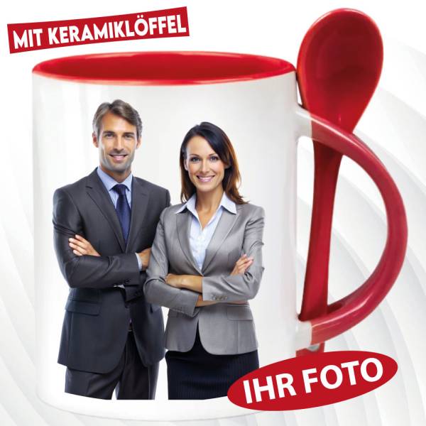 Fototasse Löffeltasse Rot