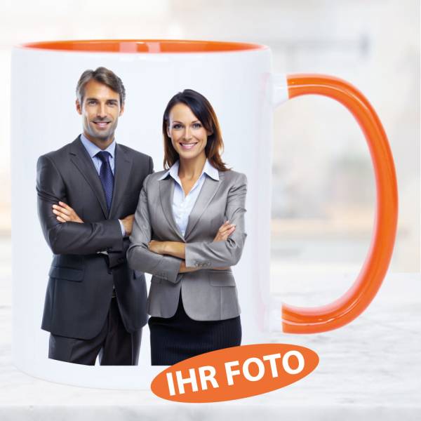 Fototasse Henkelbecher Orange