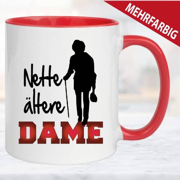 Tasse-Frau-Nette-ältere-Dame