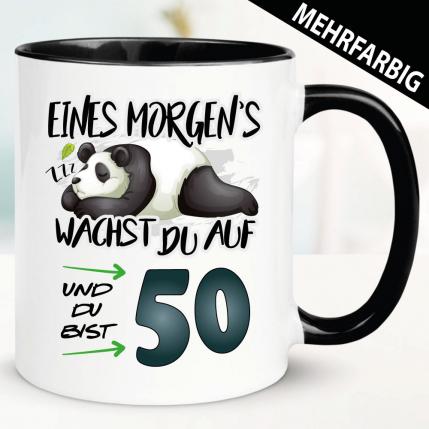 Tasse zum 50. Geburtstag. Panda Bär.