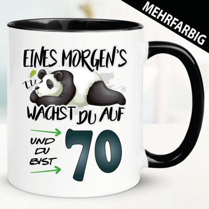 Tasse zum 70. Geburtstag. Panda Bär.