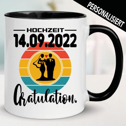 Tasse Hochzeit mit Datum personalisiert