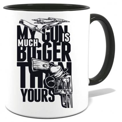 Tasse bedruckt mit My Gun is bigger